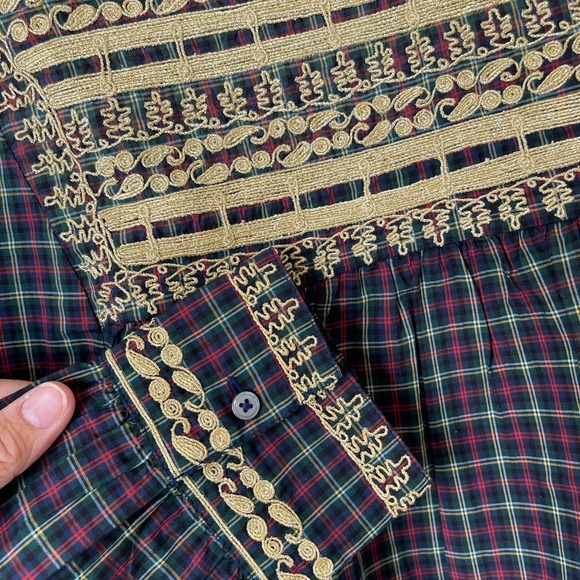 J.Crew Festive Peasant Plaid top - Picture 4 of 7